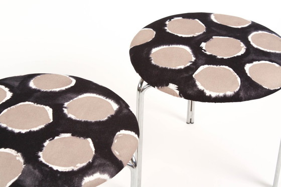 Image 1 of Pastoe set van 2 grote  krukken met Jan Paul Gaultier stof