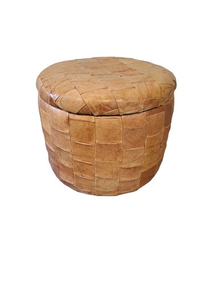 Image 1 of De Sede Leather Pouf With Storage.