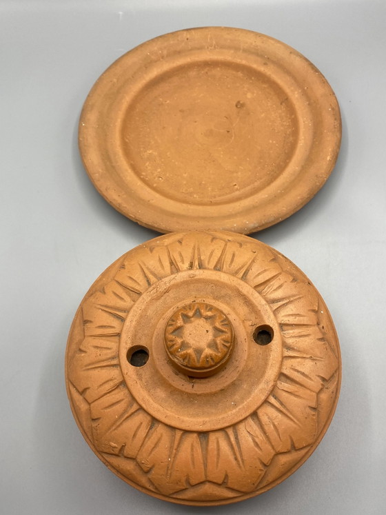 Mantequera antigua de terracota – Diseño botánico – Circa 1900 – Loza (photo 3 of 7)