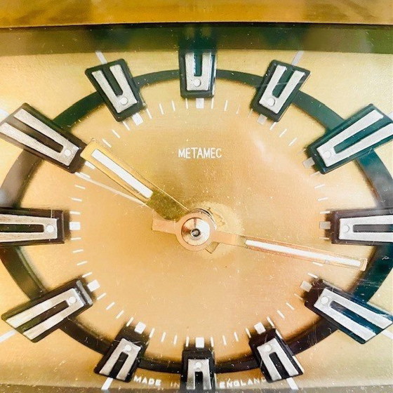 Image 1 of Vintage Mid Century Metamec Wecker Orange Gold mit Licht