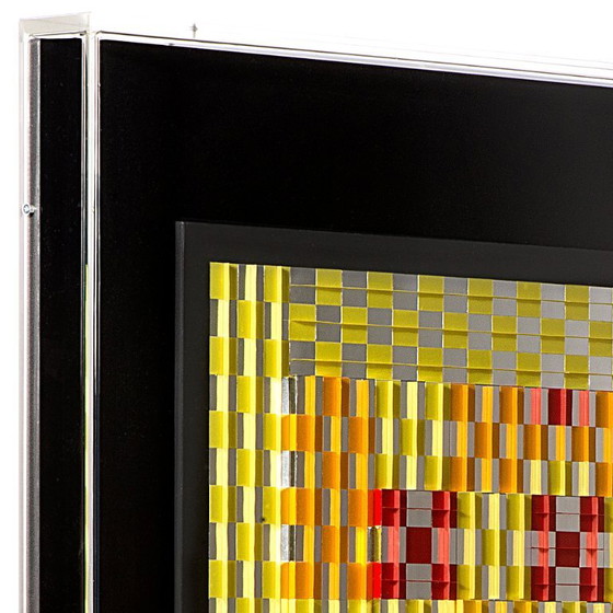 Image 1 of Françoise Luciani Orangefarbene Schachbrett-Collage aus Papier