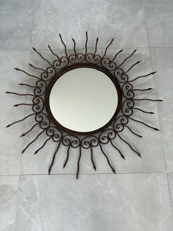 Image 1 of Smeedijzer zonspiegel vintage 