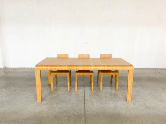 Image 1 of Bamboo Dining Set Table and Chairs by Henrik Tjaerby for Artek Studio, Set of 5