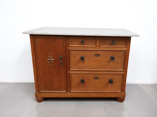 Antique sideboard with marble top