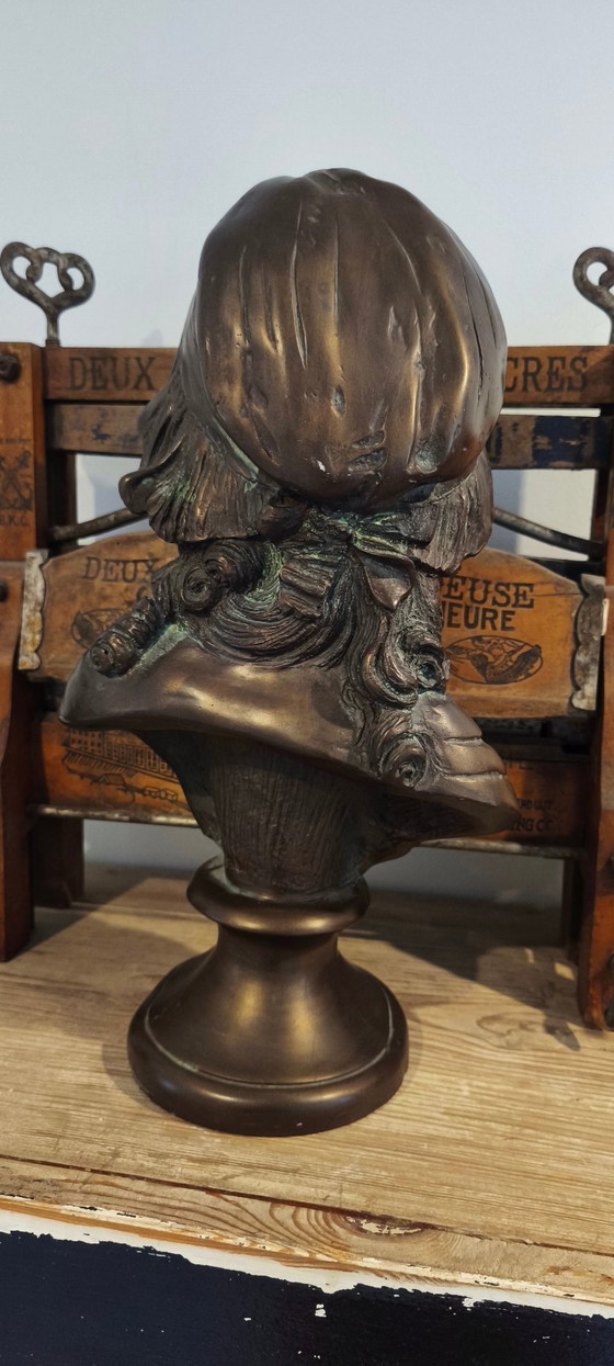Image 1 of Old statue, Bust of a French girl, a peasant woman in a bonnet.