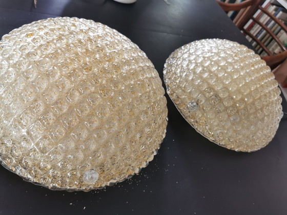 Image 1 of Paire de plafonniers Murano Vintage en verre doré 