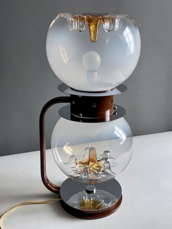 Image 1 of Lampada vintage in vetro di Murano con lattimo, design scultoreo italiano, anni '60-'70