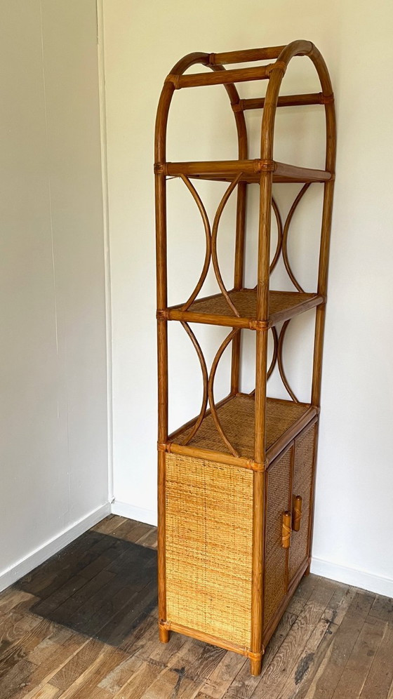 Image 1 of Vintage Wicker and Rattan Shelf