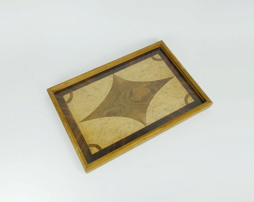 beautiful art déco TRAY marquetry from different types of wood 1920s 1930s serving tray