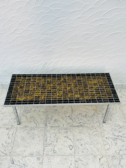 Salontafel in jaren 70-design, metallic keramiek