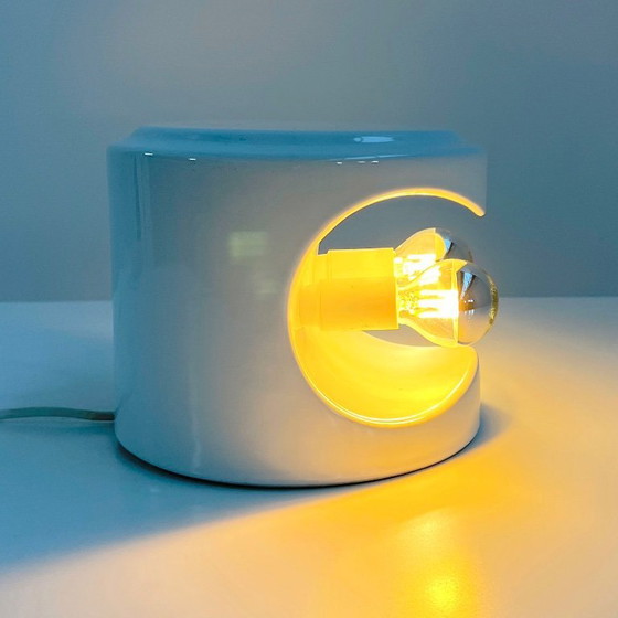 Image 1 of White Stacking Ceramic Table Lamp from Perdomello 70 Italy, 1970s