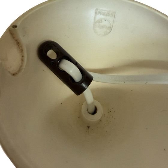 Image 1 of Louis Kalff - Phillips - ca. 1950’s - Space age Design / Mcm - Vintage Pendant Lamp - Pleated Milk Glass and bakelite Accents