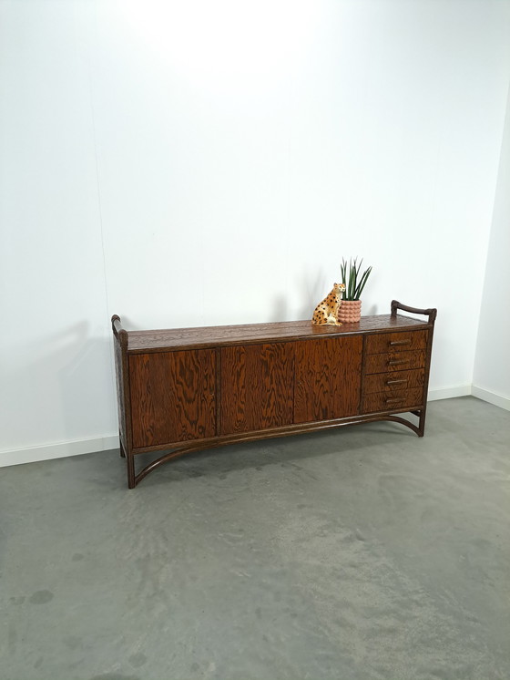 Image 1 of Wood With Bamboo Sideboard With Drawers Vintage