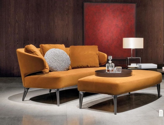 Image 1 of ZGAN Minotti Aston Sofa + Hocker Velvet Yellow
