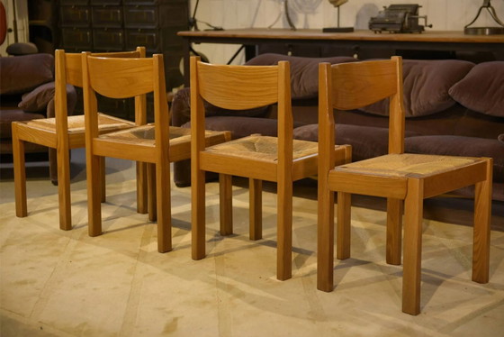 Set di 4 sedie in olmo Maison Regain anni '60 – Sedie da pranzo, Legno, Vintage (photo 11 of 12)