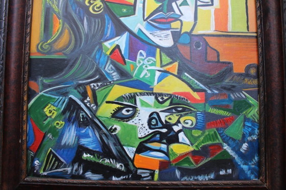 Image 1 of 1970s Cubist Oil Painting