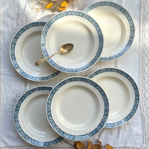 6 Platos Hondos Longchamp 'René' de Ironstone Azul