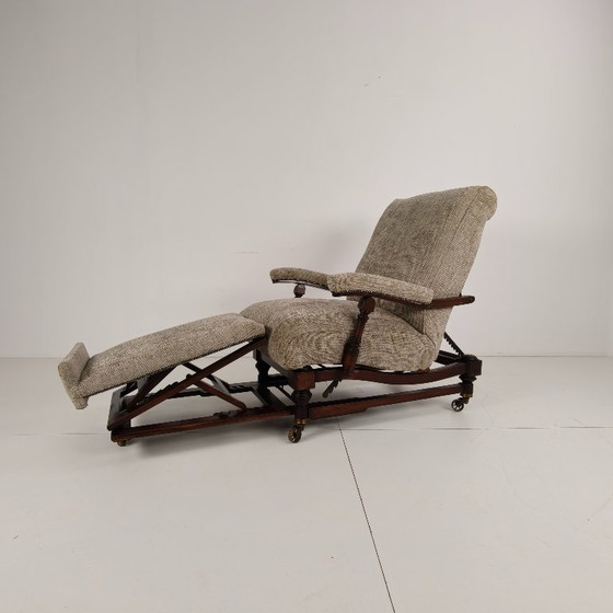 Englischer Liegesessel für Bibliotheken (um 1860) – Verstellbarer relaxsessel, Wood (photo 3 of 12)