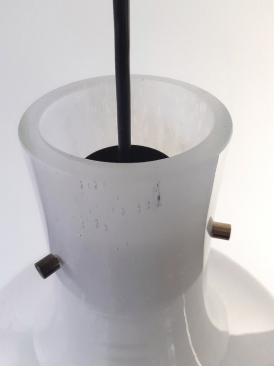 Image 1 of Glashütte Limburg glazen hanglamp model L4234, mondgeblazen streaky hanglamp XXL, jaren 70 glazen lamp