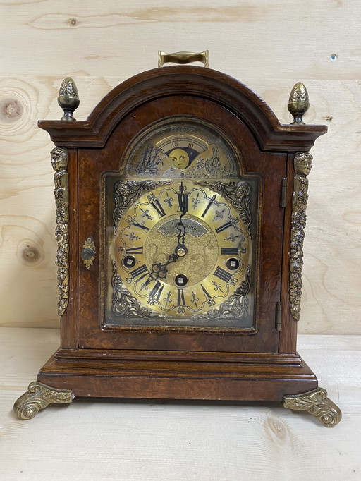 Table clock antieque, Moon phase, Wuba, John Warmink, 1900s.