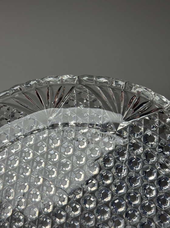 Image 1 of Campana para queso/mantequilla de vidrio prensado estilo Art Déco – Verreries de Scailmont, Bélgica, década de 1930