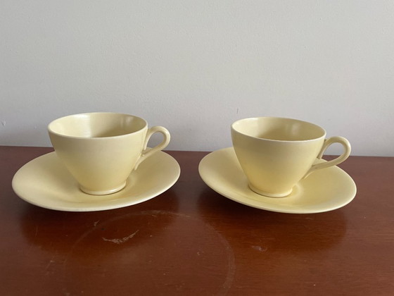 Image 1 of Plateelbakkerij Zuid Holland - Teiera Art Déco gialla + tazze e piattini