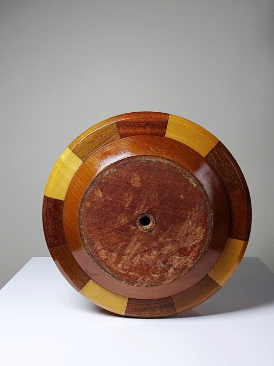 Image 1 of Fruttiera vintage in legno massello, assemblata, con design patchwork, risalente agli anni '70-'80.