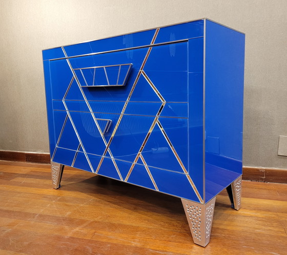 Image 1 of Cómoda en Cristal Azul, Estilo Art Déco, S. XXI