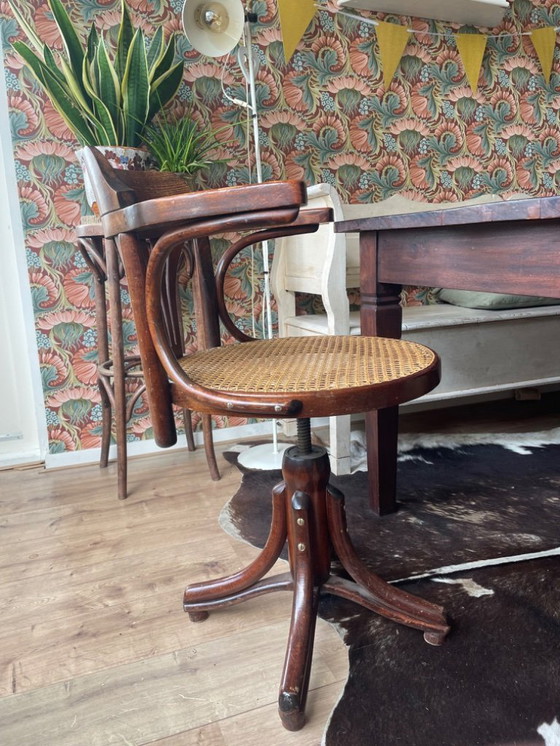 Image 1 of Vintage Thonet Style Webbing Office Chair