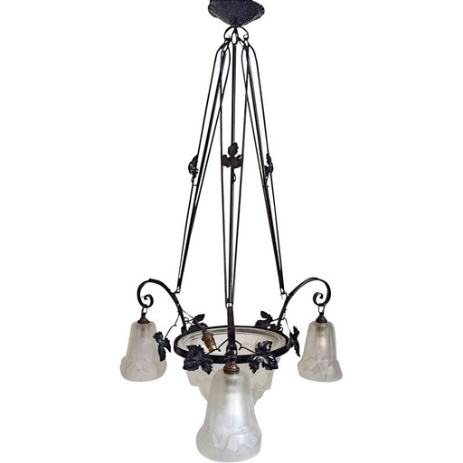 Vintage Degué 4-light Art Deco chandelier