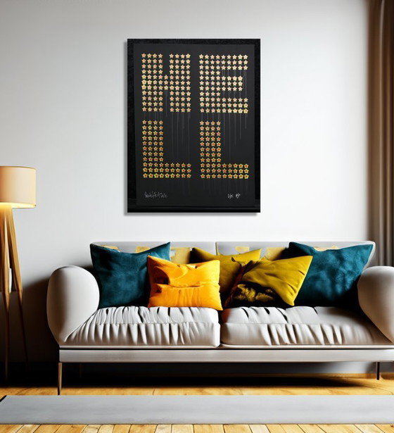 Image 1 of Un, Ben - Enfer - Sérigraphie 3 couleurs avec revêtement gouttelettes - Signée à la main