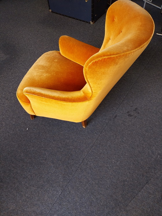 Image 1 of 1 x Fauteuil en velours orange des années 1960 par Theo Ruth artifort.
