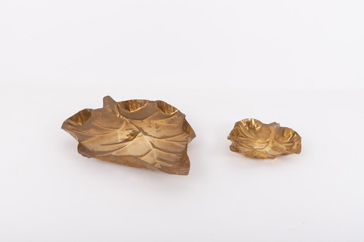 Juego de cuencos decorativos de latón con forma de hoja, Italia