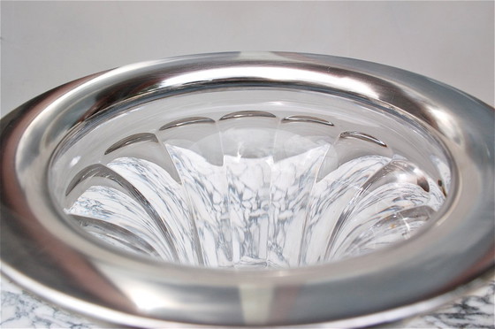 Image 1 of Urn-shaped crystal vase with solid silver rim, Gebrüder Kuhn