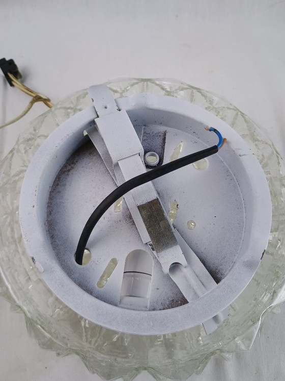 Image 1 of Elegante vintage Franse plafondlamp, vlak gemonteerd, VIANNE, midden 20e eeuw