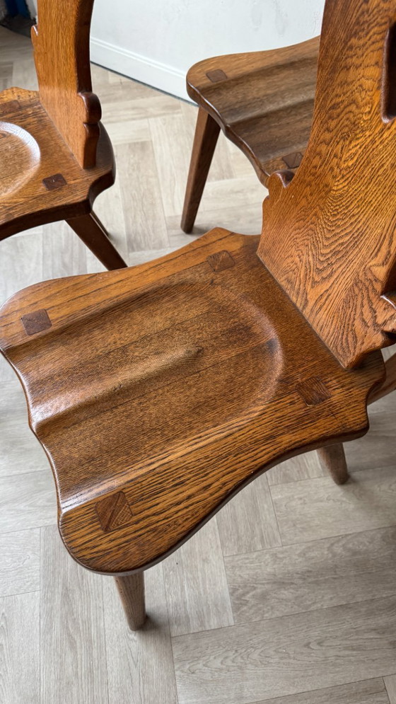 Image 1 of Comfortable brutalistische eiken stoelen