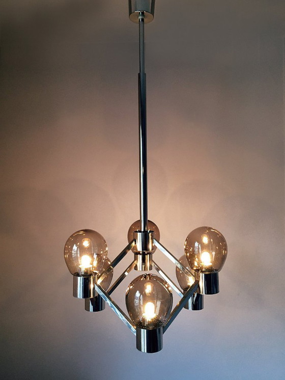 Image 1 of Gaetano Sciolari. Suspension à 6 lumières. 1970