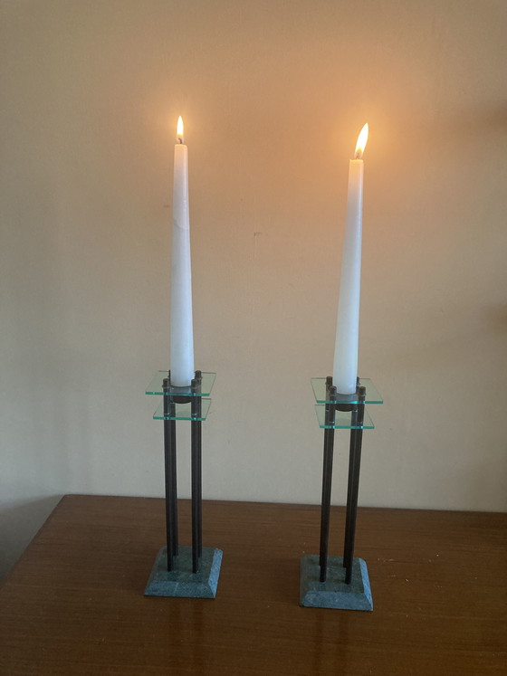 Image 1 of Set of Memphis Milano candlesticks