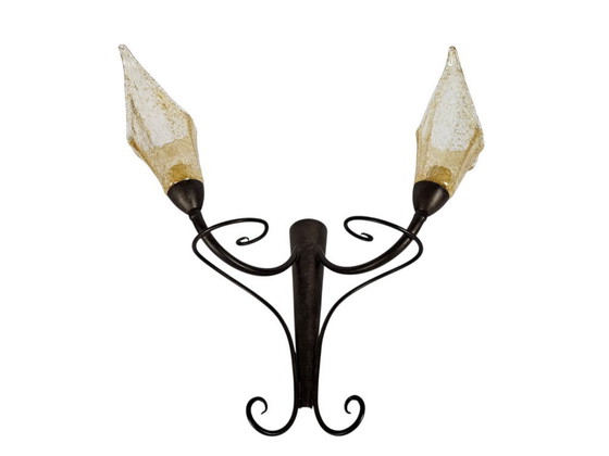 Image 1 of LAM - Lightning - wandlamp - Made in Italy - metaal - mond geblazen glas - 2000