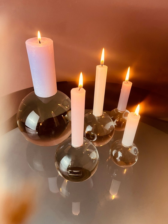 Image 1 of Unique! Murano Barbine glass candlesticks