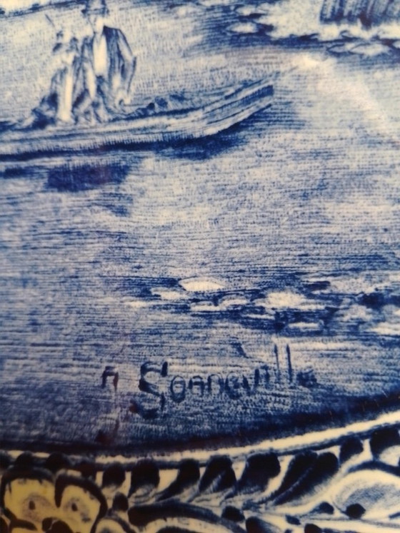 Image 1 of Delfts Blauw bord Ø 39 cm van Royal Sphinx Boch gesigneerd