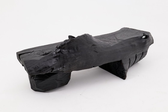Image 1 of Panca in legno massello carbonizzato di Logniture – Seduta scultorea moderna e organica