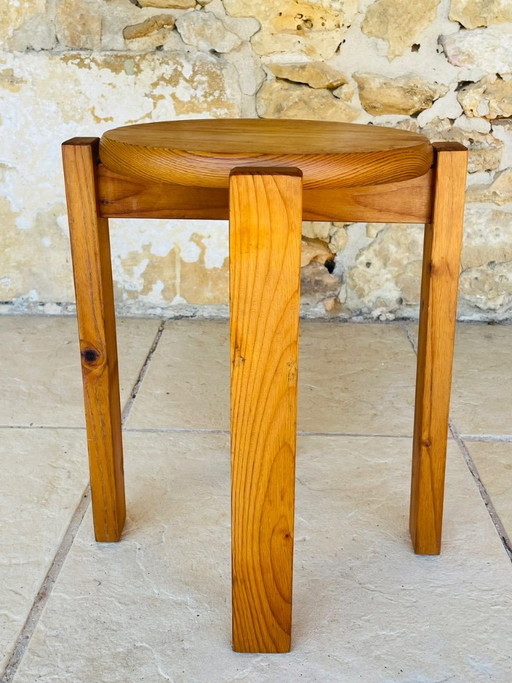 Vintage, Holz Hocker mit Lamellen ca. 1970er 1980er Jahre – krukjes, Wood
