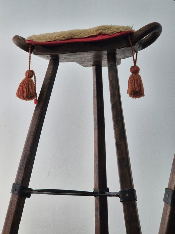 Image 1 of Vintage Brutalist Marbella Stools attributed to Sergio Rodrigues, 1970s, Set of 6