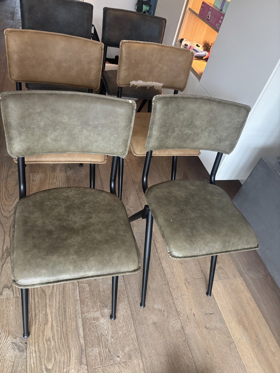 Image 1 of 6x eetkamerstoelen zwart onderstel