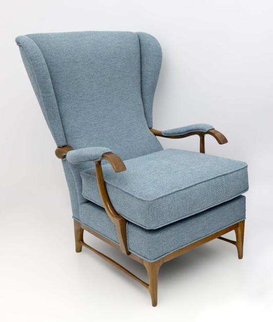 Image 1 of Pair of Paolo Buffa Mid-Century Modern Italian Bouclè Armchairs by Framar, 1950s