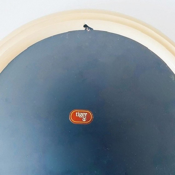 Vintage mid-century retro round Space Age Tiger wall mirror beige plastic 1970s (photo 4 of 7)
