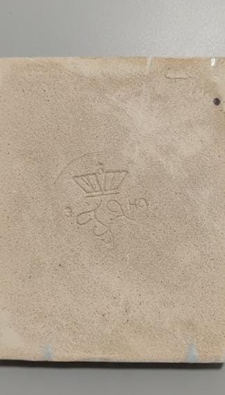 Image 1 of Antique Dutch Delft Tile with Seamstress Motif
