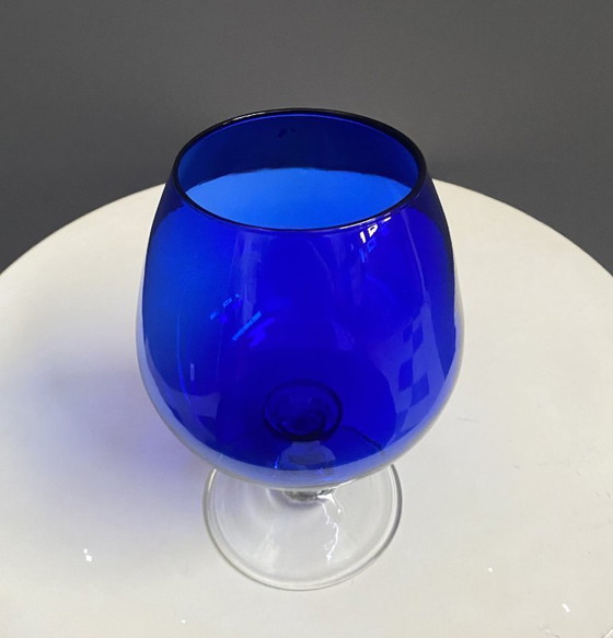 Image 1 of Empoli dark blue large glass shape vase 1960s