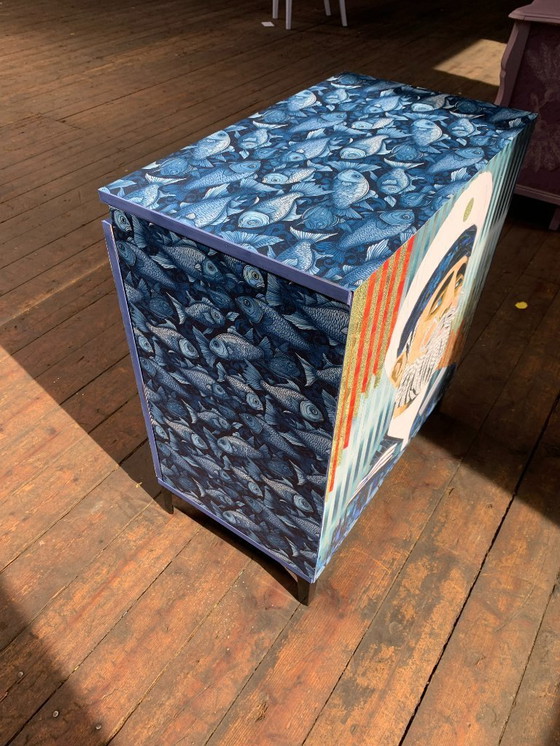 Image 1 of Vintage cabinet upcycled with art prints by Sailor